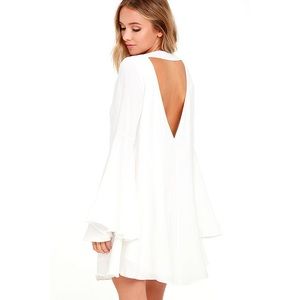 SOMETHING MAGICAL WHITE LONG SLEEVE SHIFT DRESS